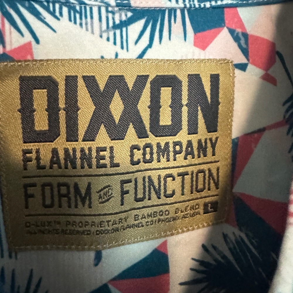 Dixxon Shirt Mens Large White Blue Palm Tree Shoreline Drive Party Performance - Picture 3 of 9